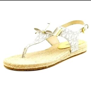 Michael Kors Meg Leather MK Logo T-Strap Sandal Size 5.5